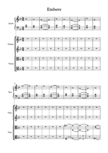 Page 1 of the Embers score sheet